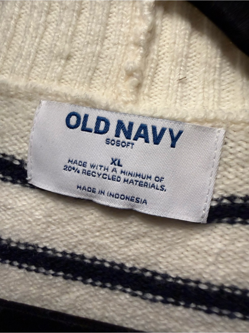 Old Navy Cream & Navy Striped Cardigan with Red Heart Patch - Picture 3 of 3